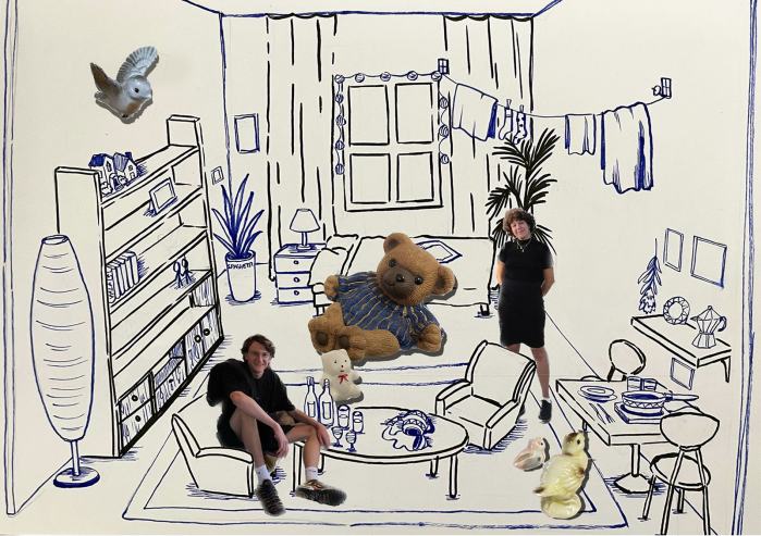 Lyna Beggah & Alessandro Ferrari, Croquis pour le stand de l'EDHEA à artgenève, 2022, collage numérique