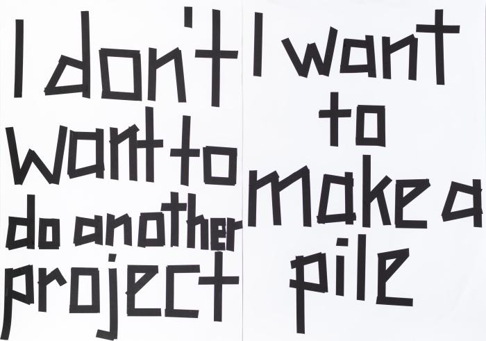 Kathrin Böhm, I don’t want to make another project, tape on paper, 2020